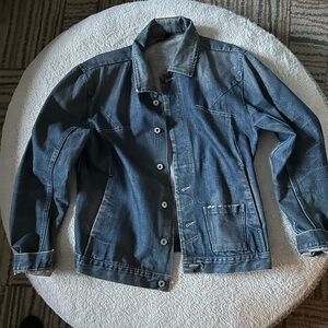 Diesel Blue Distressed Denim Button-Front Jacket